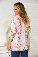 Double Take Floral Round Neck Three-Quarter Sleeve Top - Store 42