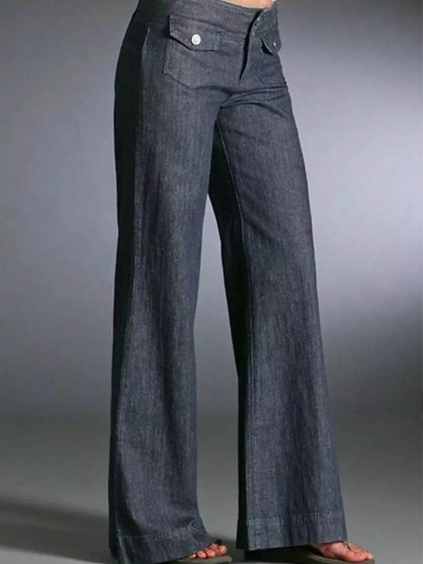 Full Size High-Waisted Wide-Leg Wash Jeans Plus Size