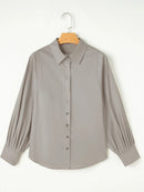 Button Up Lantern Sleeve Shirt