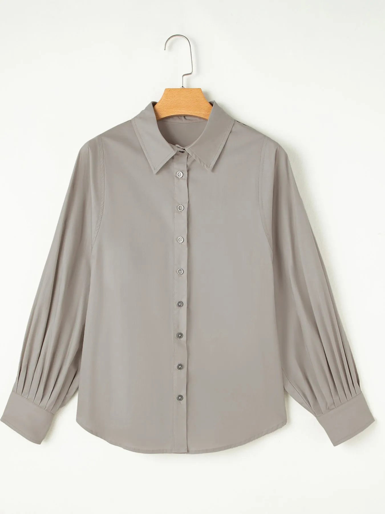 Button Up Lantern Sleeve Shirt