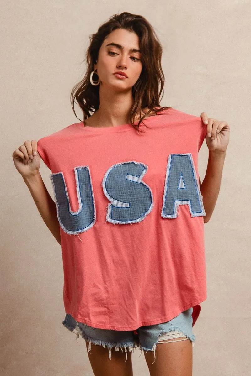 BiBi Washed Jersey With Usa Patched Raw Cut Edge Detail - Store 42
