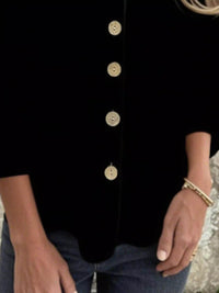 Full Size Button-Front 3/4 Sleeve Casual Blouse Plus Size - Store 42