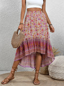 Perfee High-Low Elastic Waist Skirt Pink