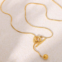 Elegant 18K Gold-Plated Stainless Steel Bead Necklace, 26.1-Inch Chain Length - Store 42