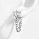 925 Sterling Silver Zircon Chain Earrings Silver One Size