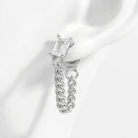 925 Sterling Silver Zircon Chain Earrings Silver One Size