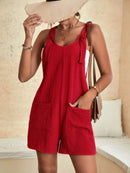 Full Size Knot Strap Romper with Pockets Plus Size - Store 42