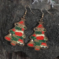 Christmas Tree PU Leather Earrings Green One Size