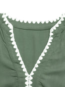 Lace Detail Notched Flounce Sleeve Mini Dress