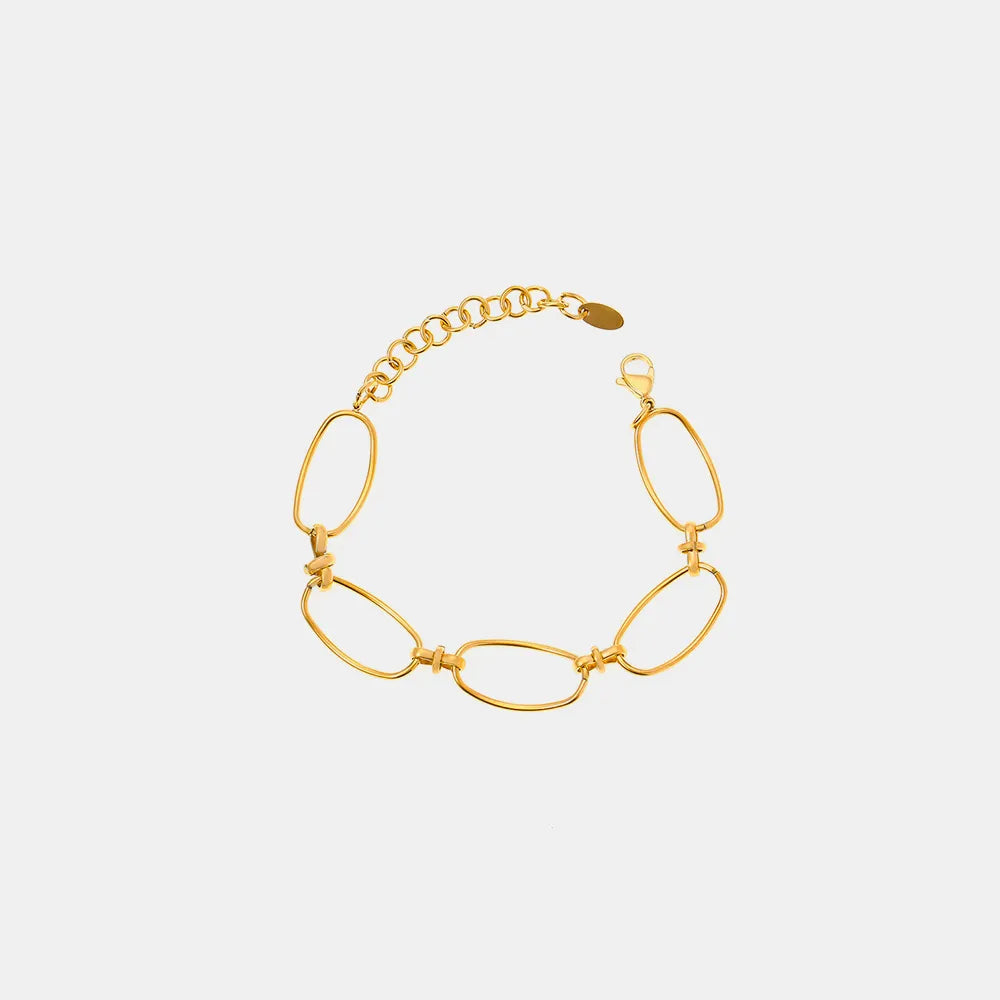 Stylish 18K Gold-Plated Titanium Steel Chain Bracelet with Extension - 5.9 In Length