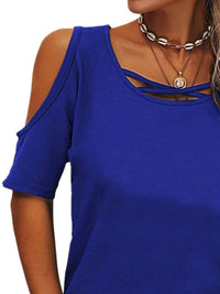 Full Size Crisscross Cold Shoulder Casual T-Shirt Plus Size - Store 42