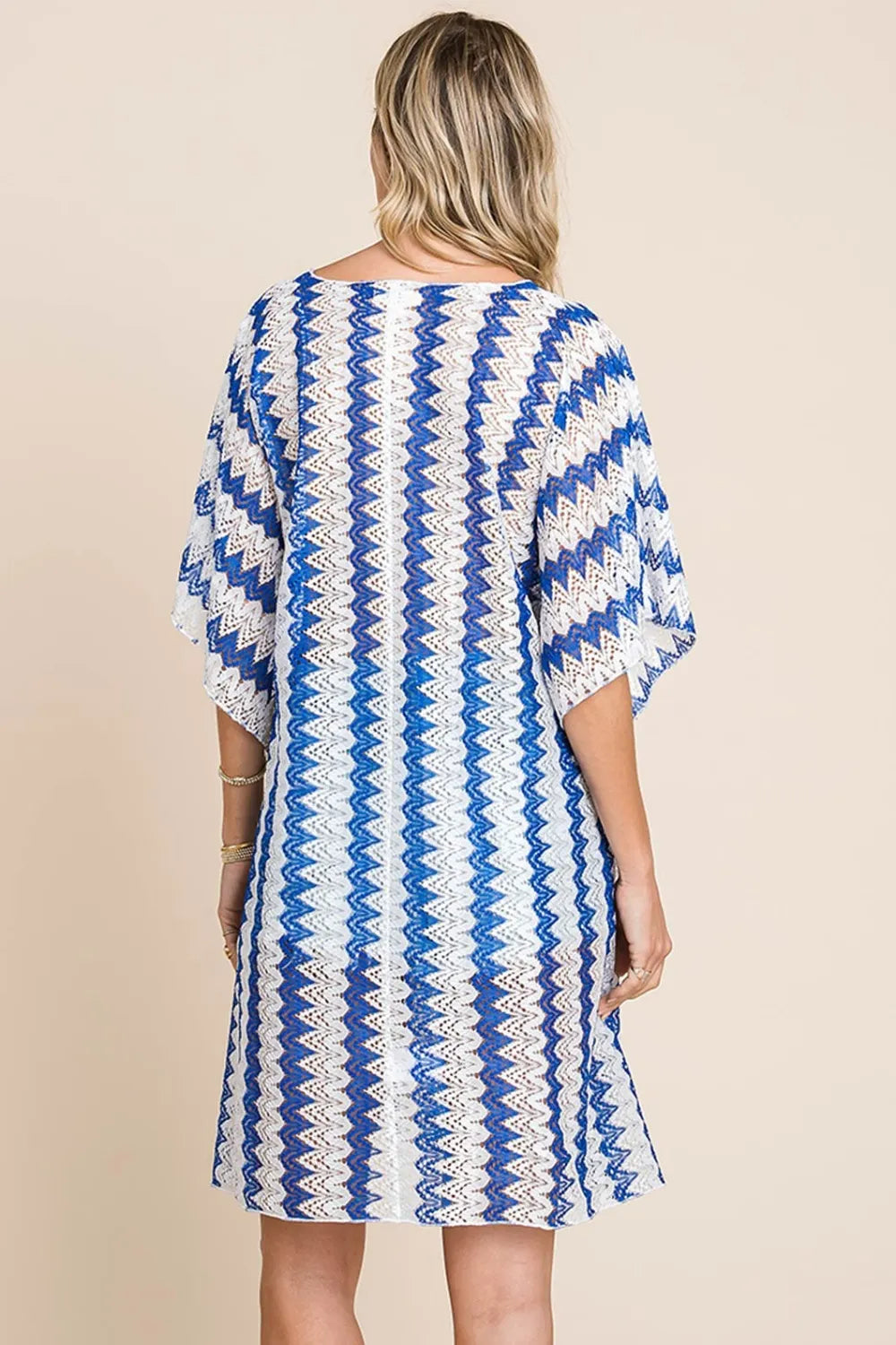 Cotton Bleu by Nu Lab Tied Striped Plunge Half Sleeve Cover-Up