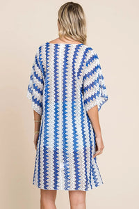 Cotton Bleu by Nu Lab Tied Striped Plunge Half Sleeve Cover-Up