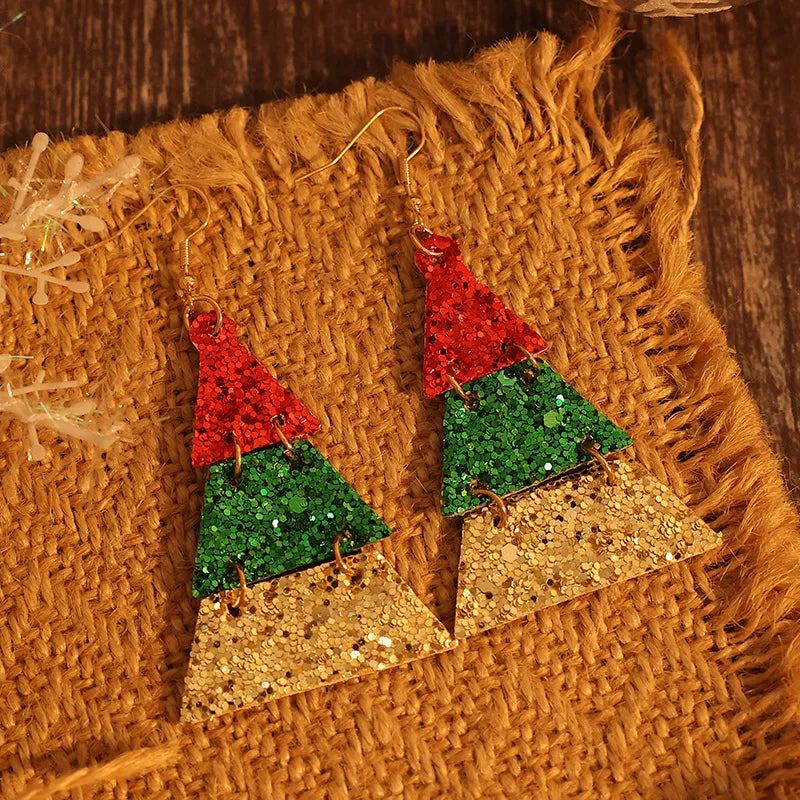 Trendy PU Leather Sequin Earrings - Stylish 3.3" Length, Lightweight Alloy Jewelry