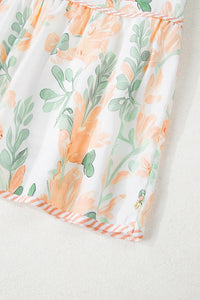 Floral Tie Neck Layered Short Sleeve Dress