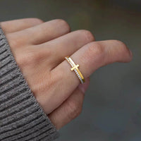 18K Gold-Plated 925 Sterling Silver Cross Ring with Zircon Stones - Elegant Religious Jewelry - Store 42