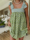 Printed Tie Shoulder Mini Cami Dress Gum Leaf