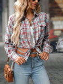 Plaid Button-Down Oversized Shirt