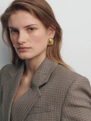 Elegant 18K Gold-Plated Stainless Steel Ribbed Earrings for Sophisticated Style - Store 42