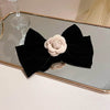 Elegant Rose Trim Bow Hair Clip - Stylish Alloy and Polyester Accessory for Chic Hairstyles - Store 42