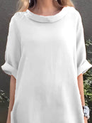 Full Size Casual Loose Fit Round Neck Midi Dress Plus Size - Store 42