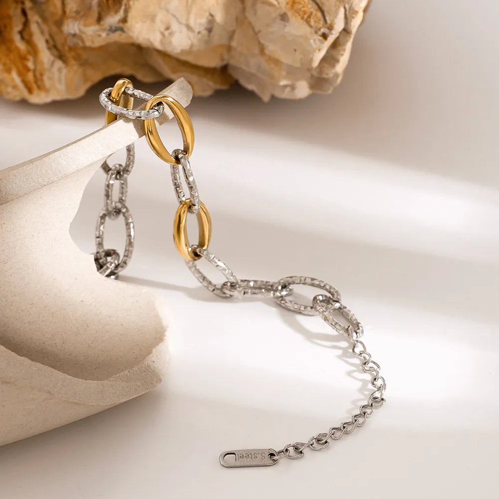 Elegant 18K Gold-Plated Stainless Steel Bracelet with 6.7" Chain Length and Extension