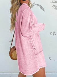 Full Size Button-Front Long Sleeve Denim Shirt Dress Plus Size - Store 42