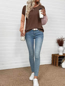 Trendsi Color Block Ribbed Long Sleeve T-Shirt: Slightly Stretchy, Modern Casual Style - Store 42