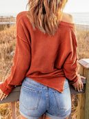 Button Detail Long Sleeve Knit Top