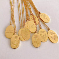 18K Gold-Plated Engraved Pendant Necklace
