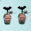 Halloween Gothic Vampire Coffin Bat Wing Drop Earrings - Store 42