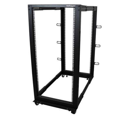 25U Adjustable 4 Post Server Rack Cabinet - Open Frame Design with Casters, 1200lbs Capacity & Cable Management