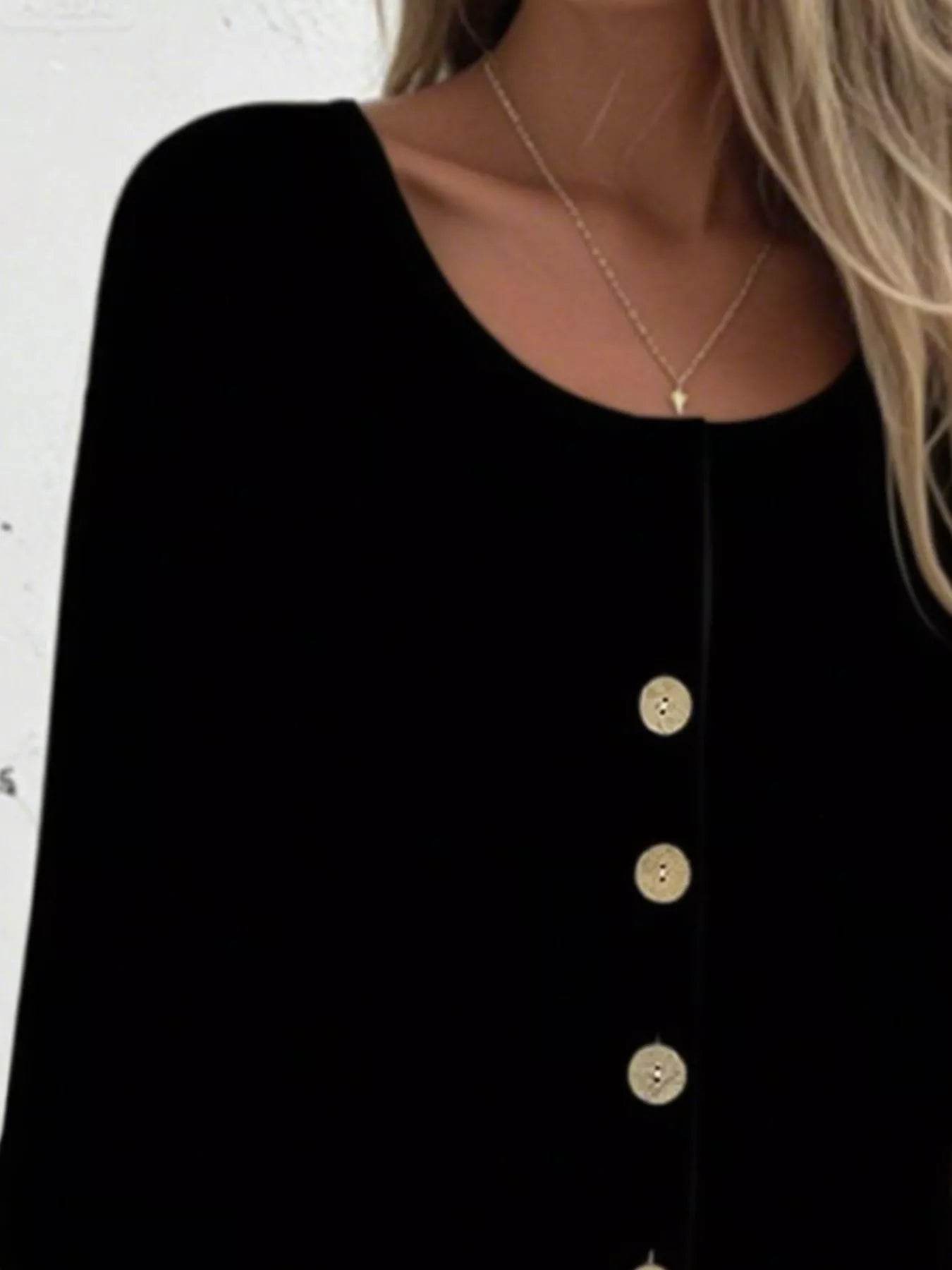 Full Size Button-Front 3/4 Sleeve Casual Blouse Plus Size - Store 42