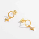 Elegant 925 Sterling Silver Zircon Dangle Earrings - 18K Gold-Plated Beauty - Store 42