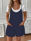 Full Size Scoop Neck Spaghetti Strap Overalls Plus Size Dark Blue