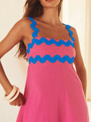 Contrast Trim Square Neck Maxi Cami Dress