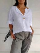 Full Size Casual Notched Drop Shoulder Blouse Plus Size - Store 42