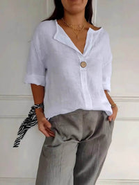 Full Size Casual Notched Drop Shoulder Blouse Plus Size - Store 42