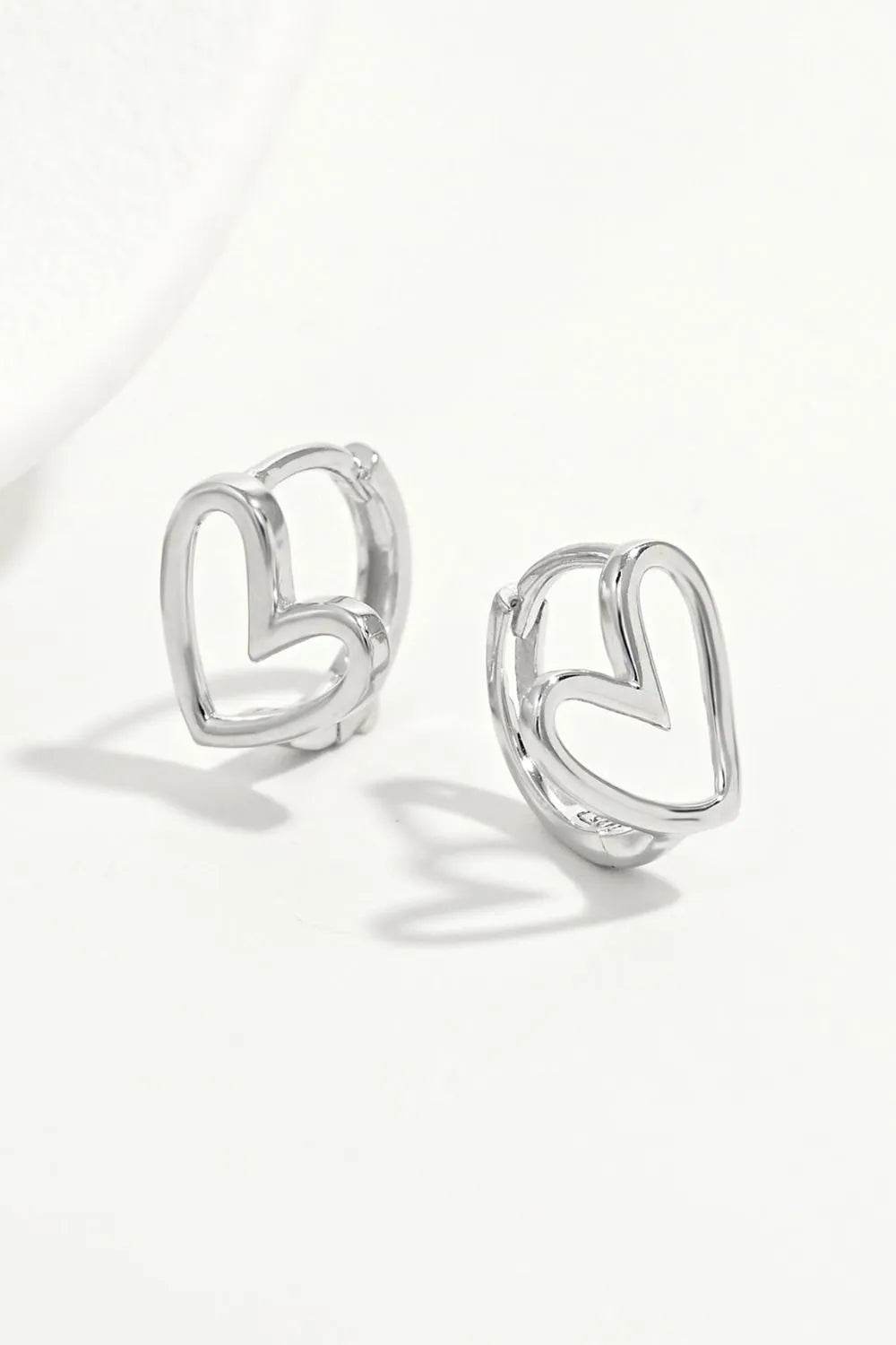 Elegant 925 Sterling Silver Heart Shape Earrings with Platinum Plating - Includes Gift Box