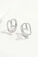 Elegant 925 Sterling Silver Heart Shape Earrings with Platinum Plating - Includes Gift Box - Store 42