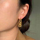 Elegant 18K Gold-Plated Stainless Steel Cutout C-Hoop Earrings - Stylish & Lightweight - Store 42