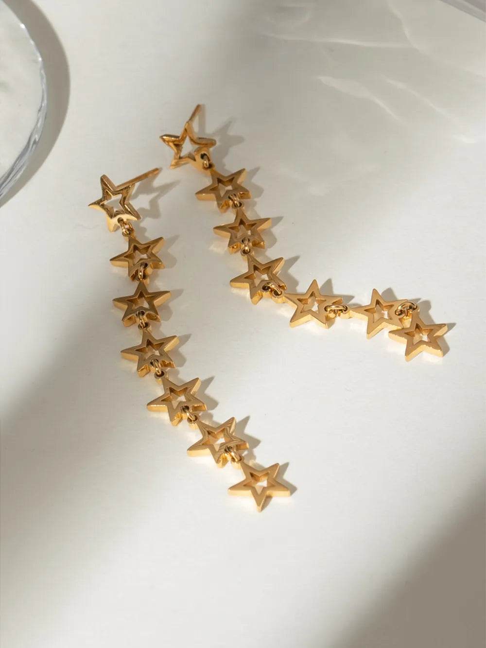18K Gold-Plated Stainless Steel Cutout Star Earrings - Stylish, Durable, and Lightweight - Store 42