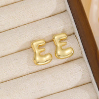 18K Gold-Plated Bubble Letter Stud Earrings - Unique Personalization, Lightweight Design - Store 42