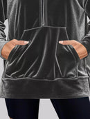 Full Size Half Zip Kangaroo Pocket Hoodie Plus Size - Store 42