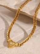 18K Gold-Plated Inlaid Zircon Heart Chain Necklace - Store 42