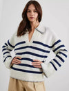 Striped Johnny Collar Sweater Stripe