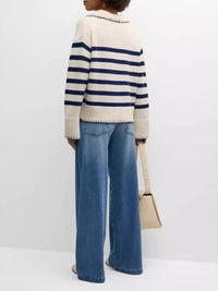 Striped Johnny Collar Sweater