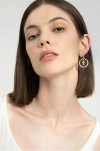 Elegant Brass Contrast Cross Dangle Earrings - Gold-Plated, Unique Design - Store 42