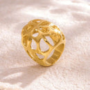 Elegant 18K Gold-Plated Stainless Steel Cutout Ring - Adjustable Sizes 6-8 - Store 42