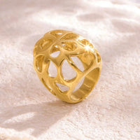 Elegant 18K Gold-Plated Stainless Steel Cutout Ring - Adjustable Sizes 6-8 - Store 42